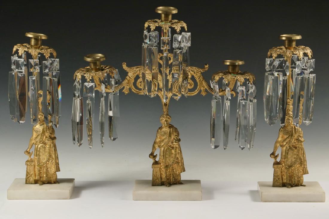 (3 PC) FRENCH GILT BRONZE & MARBLE GIRONDELLE SET (1 of 3)