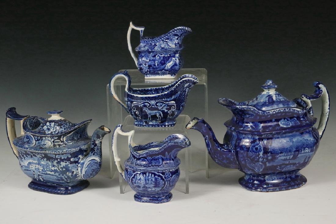 (5 PCS) DARK BLUE STAFFORDSHIRE TRANSFERWARE (1 of 8)