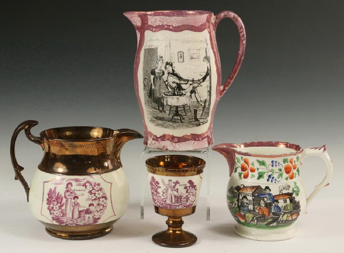 (4 PCS) 19TH C. LUSTREWARE POTTERY (1 of 2)