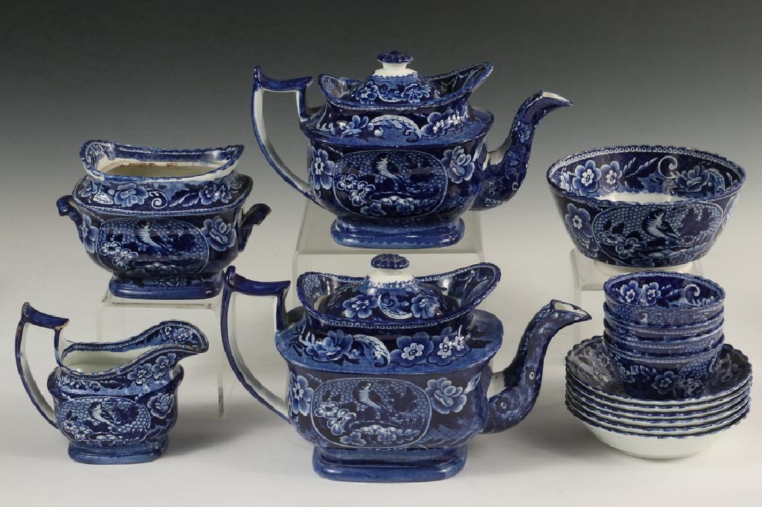 (15 PCS) DARK BLUE STAFFORDSHIRE TRANSFERWARE (1 of 1)