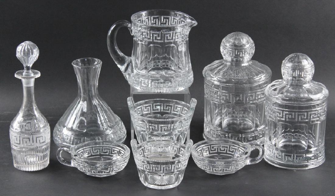 (9 PCS) HEISEY GLASS, GREEK KEY PATTERN (1 of 1)