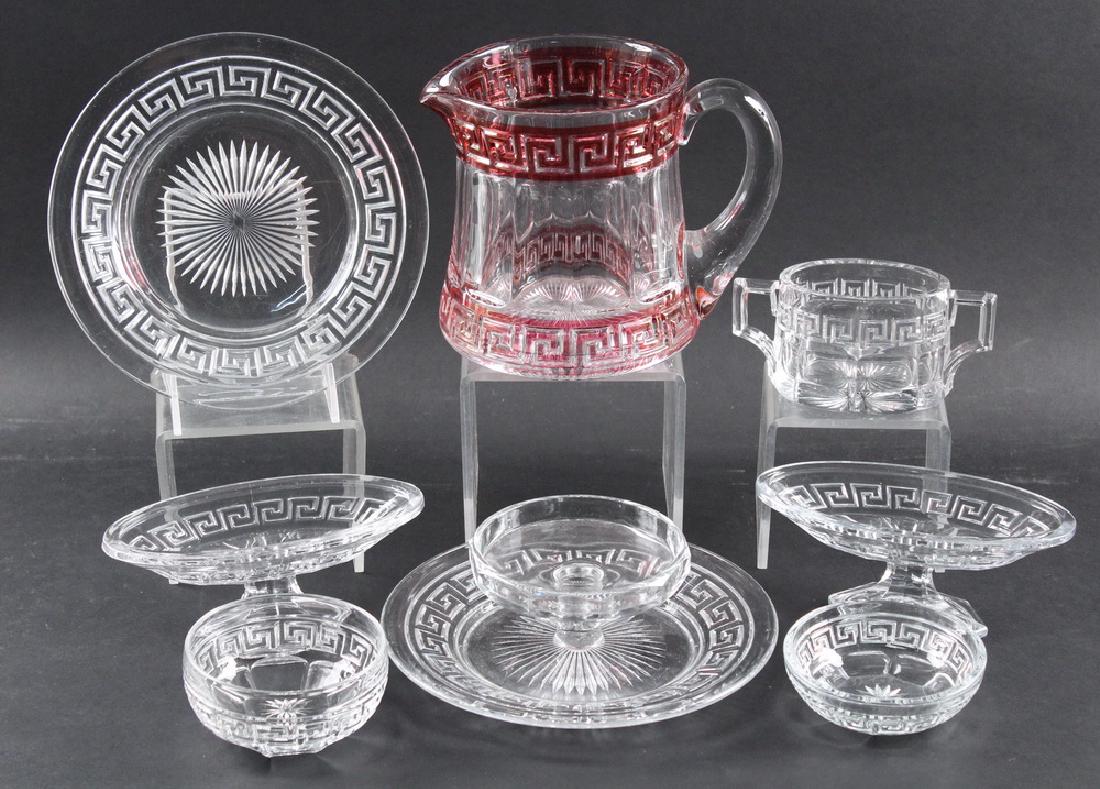 (21 PCS) HEISEY GREEK KEY PATTERN GLASS (1 of 1)