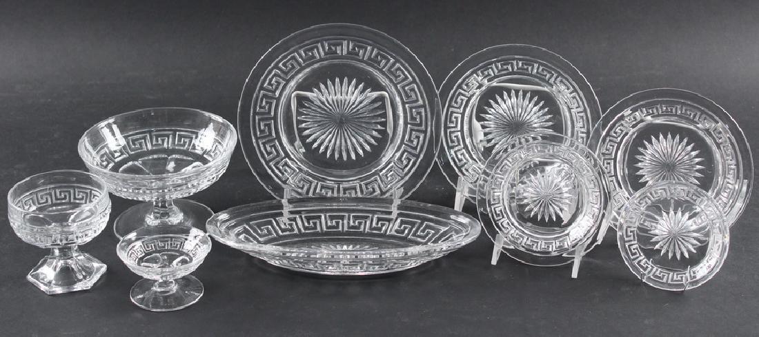 (37 PCS) HEISEY GLASS, GREEK KEY PATTERN (1 of 2)