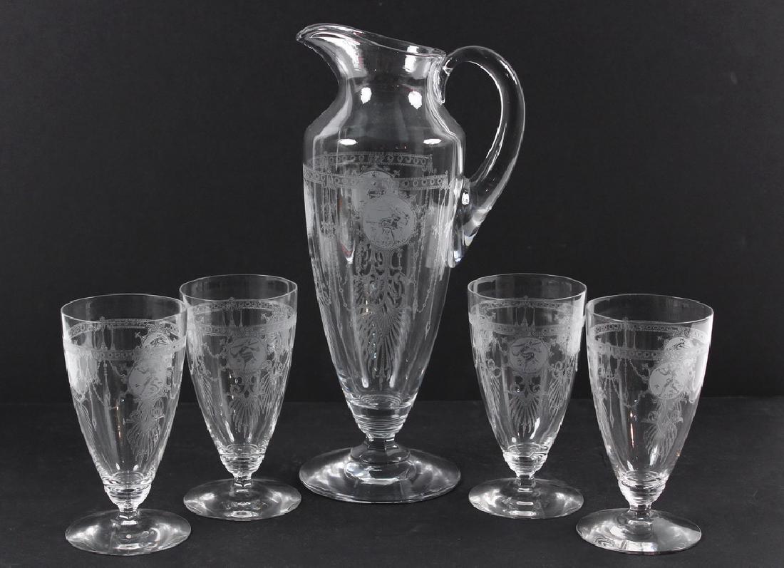 (5 PC) ETCHED CRYSTAL BEVERAGE SET (1 of 3)