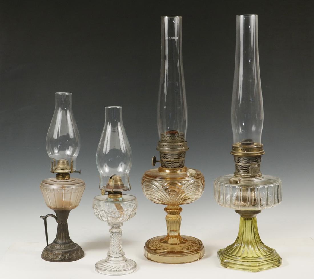 (4) ANTIQUE GLASS LAMPS (1 of 2)