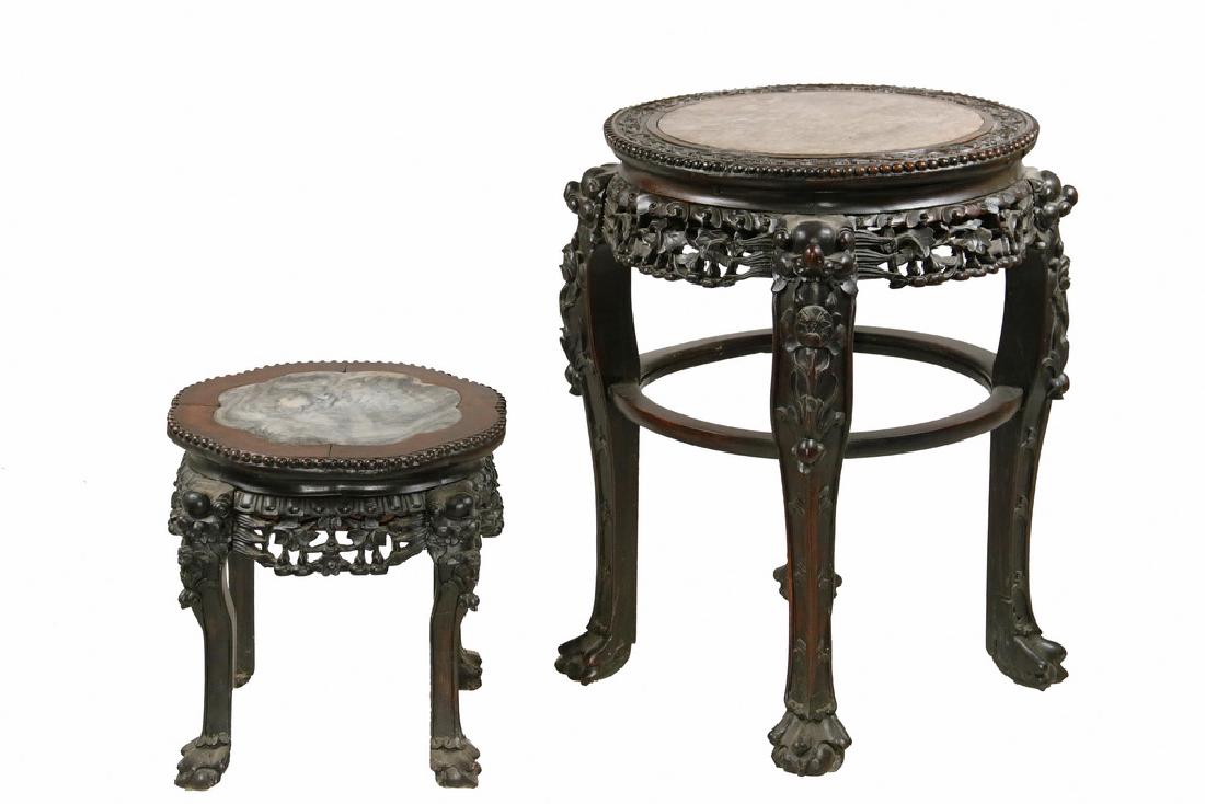 (2) CHINESE MARBLE TOP STANDS (1 of 4)