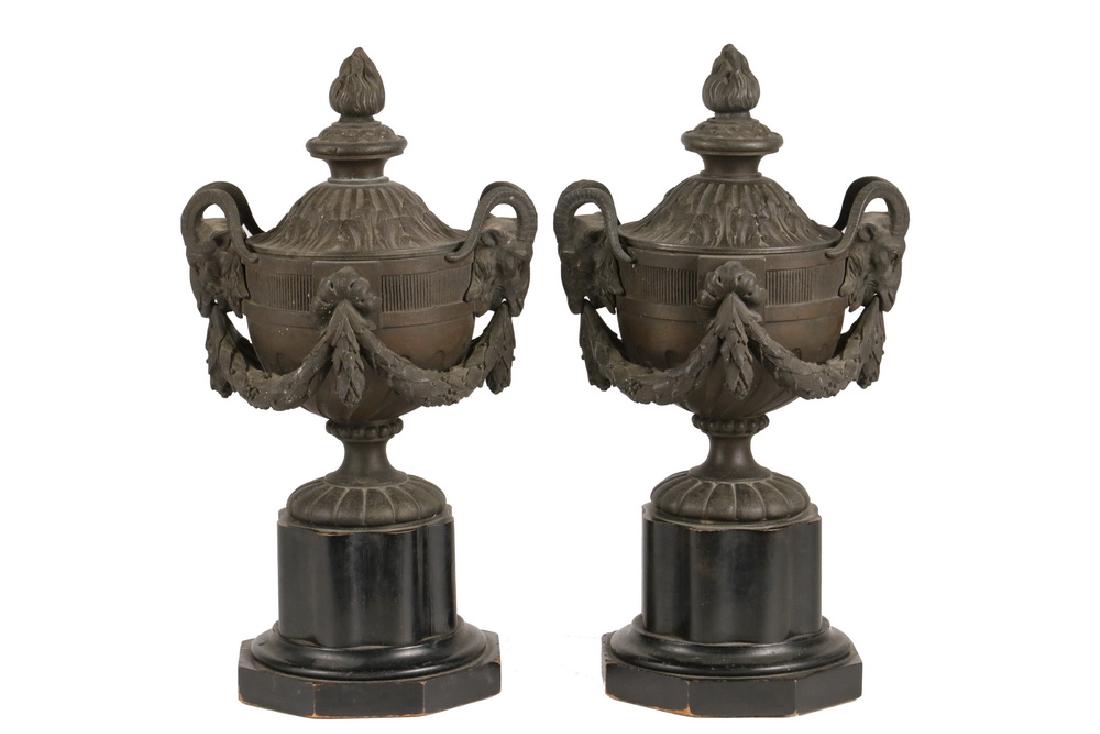 PAIR BRONZE URNS (1 of 2)