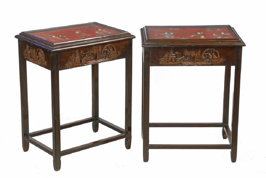 PAIR COROMANDEL SIDE TABLES (1 of 3)