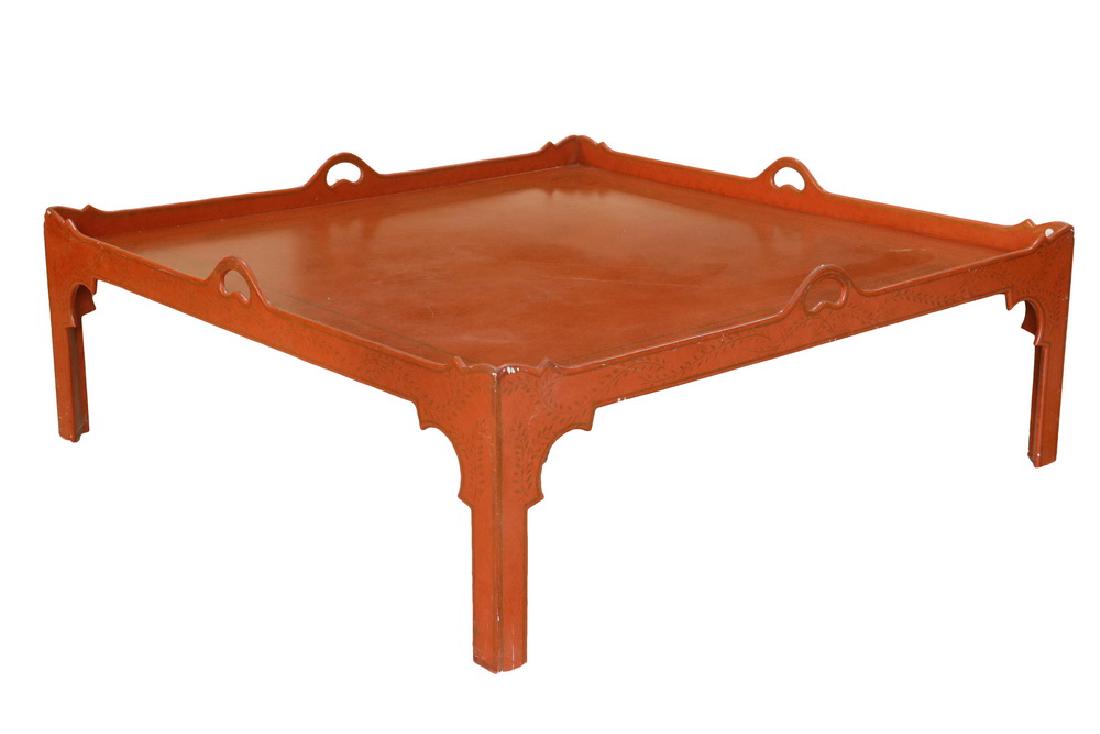 CUSTOM RED LACQUERED COFFEE TABLE (1 of 3)