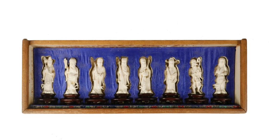 SET OF (8) CHINESE CARVINGS IN ORIGINAL BOX (1 of 5)