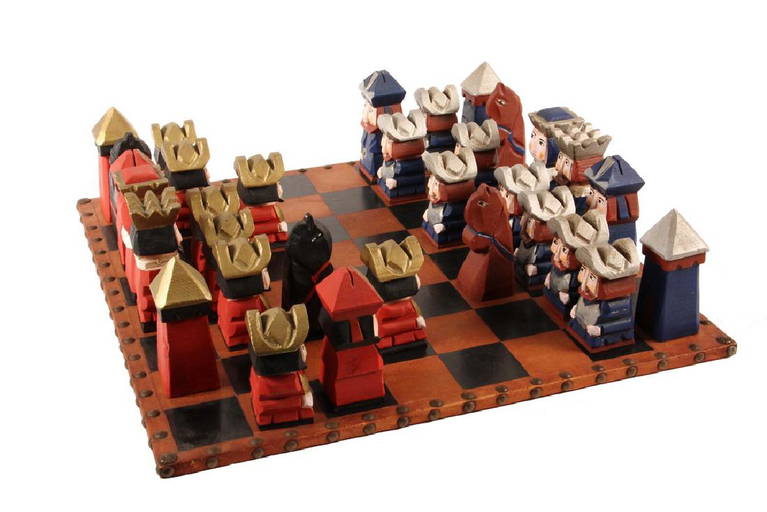 Handmade Chess Set Mexican Folk Art Chess Set, Mid