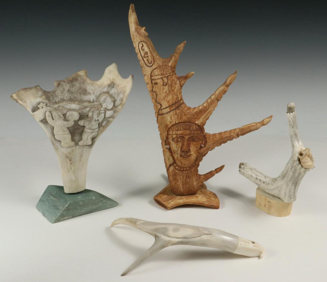 (4) INUIT ANTLER SCULPTURES (1 of 10)