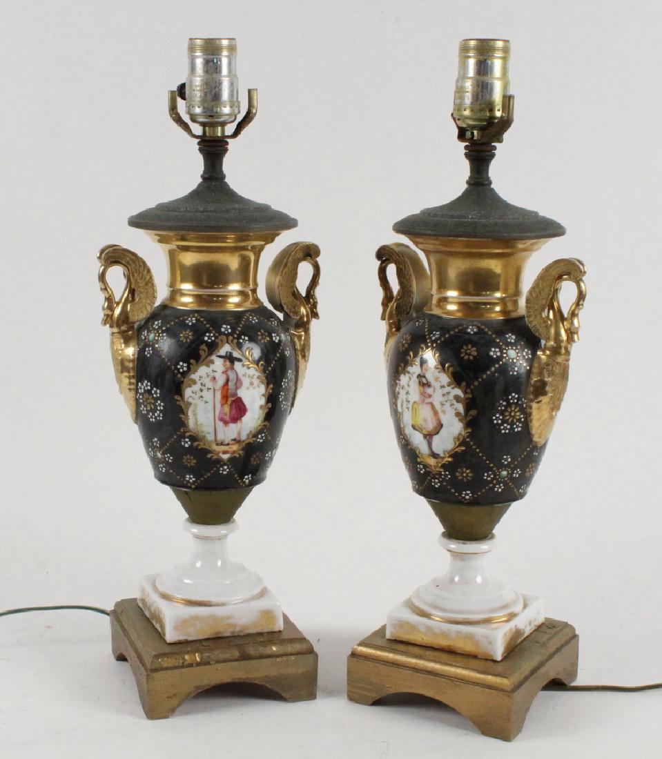 PR OLD PARIS PORCELAIN VASES AS LAMPS (1 of 3)