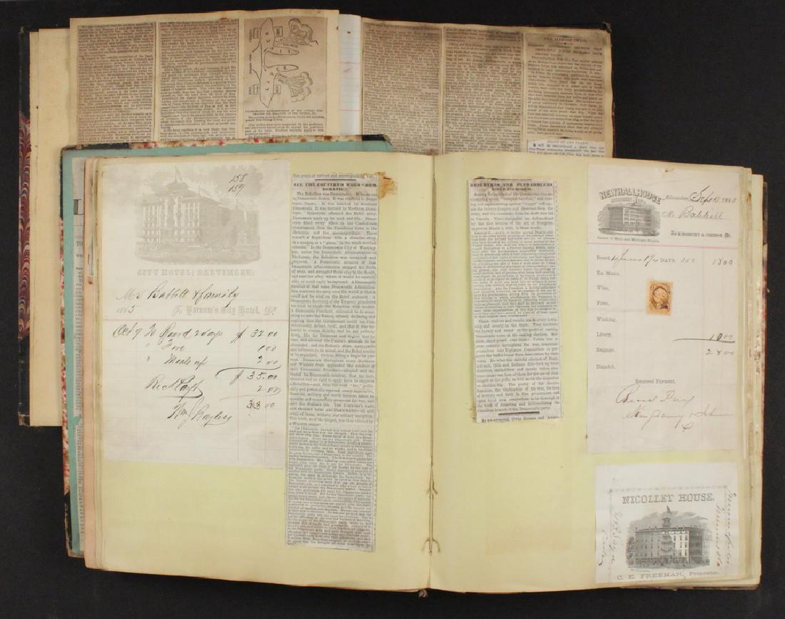 (2) SCRAPBOOKS OF B.T.B. BABBITT, 1870S-1890S. (1 of 2)