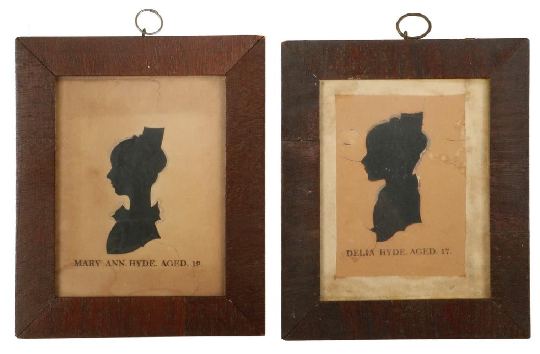 PR OF EARLY 19TH C. SILHOUETTES OF THE HYDE SISTERS OF (1 of 2)