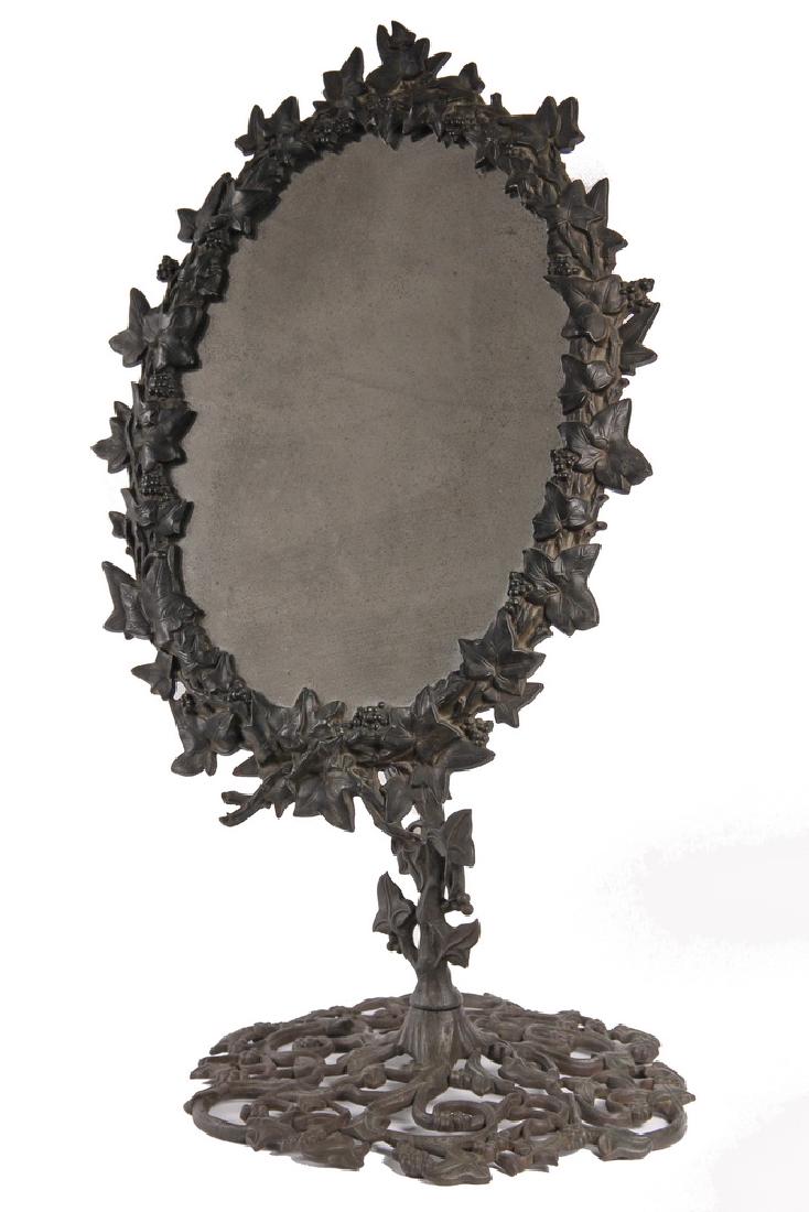 CAST IRON MIRROR ON STAND (1 of 5)