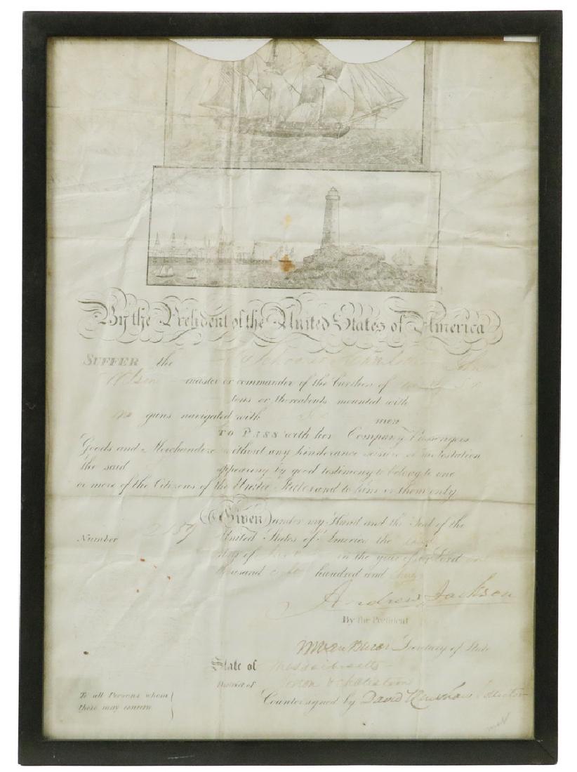 SHIP'S PASS SIGNED BY JACKSON & VAN BUREN (1 of 4)