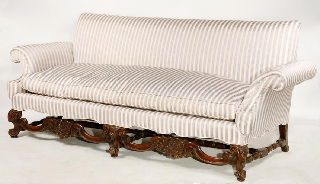 LATE VICTORIAN TUXEDO SOFA WITH FANCY CARVED BASE (1 of 3)