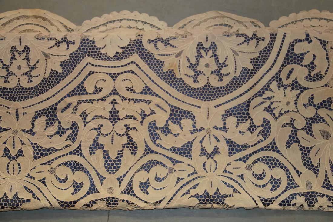 LARGE BELGIAN LACE TABLECLOTH - 64" x 132" (5'-4" x (1 of 3)
