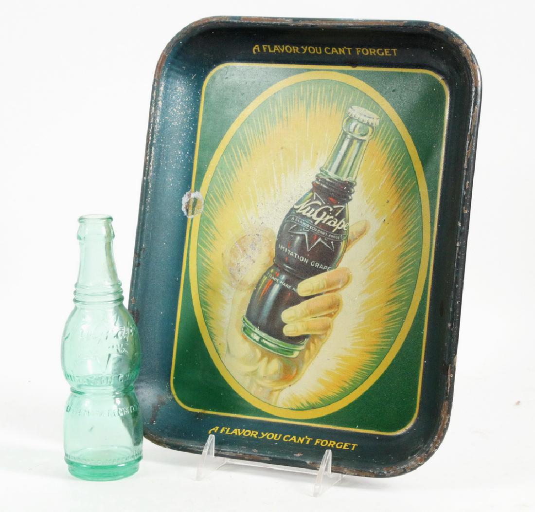 1920'S "NU GRAPE" SODA BOTTLE & ADVERTISING TRAY (1 of 3)