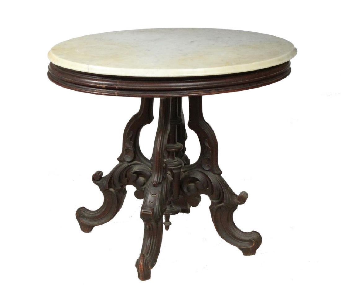 VICTORIAN MARBLE TOP LAMP STAND (1 of 4)