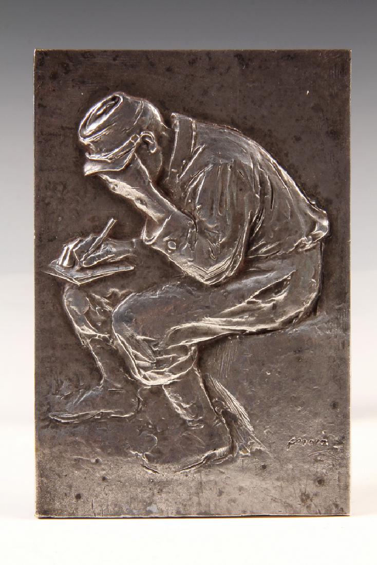 FRENCH WWI SILVERED BRONZE PLAQUE (1 of 3)