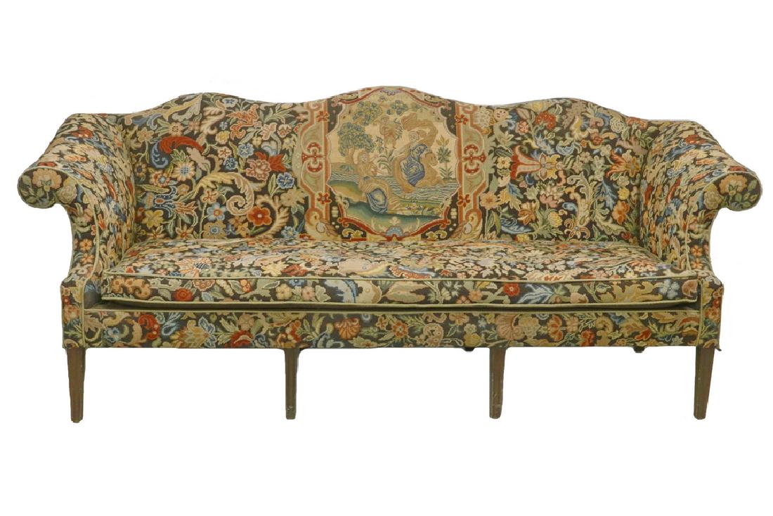 HEPPLEWHITE STYLE TAPESTRY COVERED SOFA