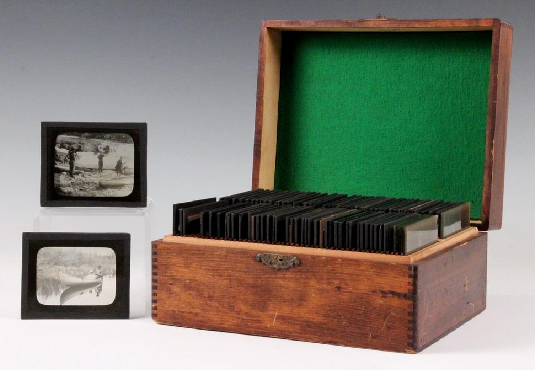 COLLECTION OF (105) GLASS MAGIC LANTERN SLIDES BELONGED