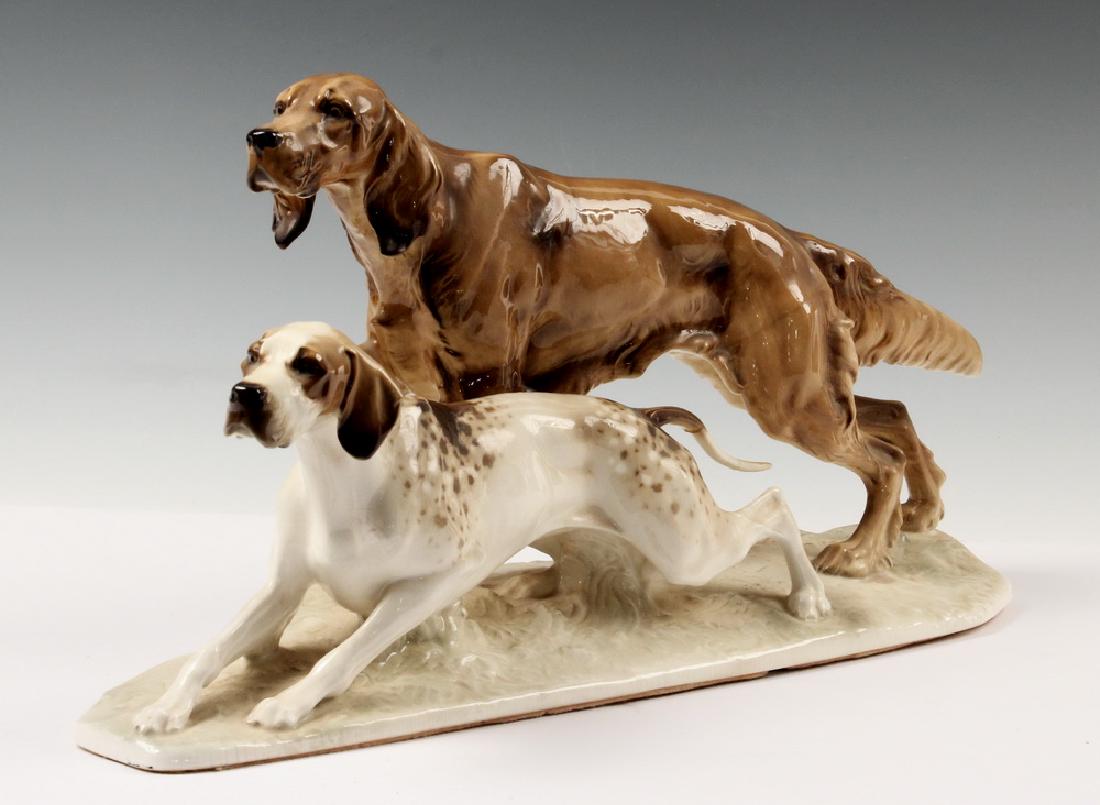 GERMAN PORCELAIN HUNTING DOGS FIGURINE