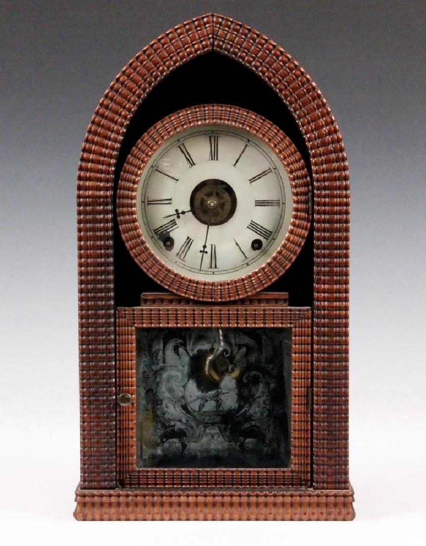 19TH C. AMERICAN RIPPLE FRONT SHELF CLOCK (1 of 5)