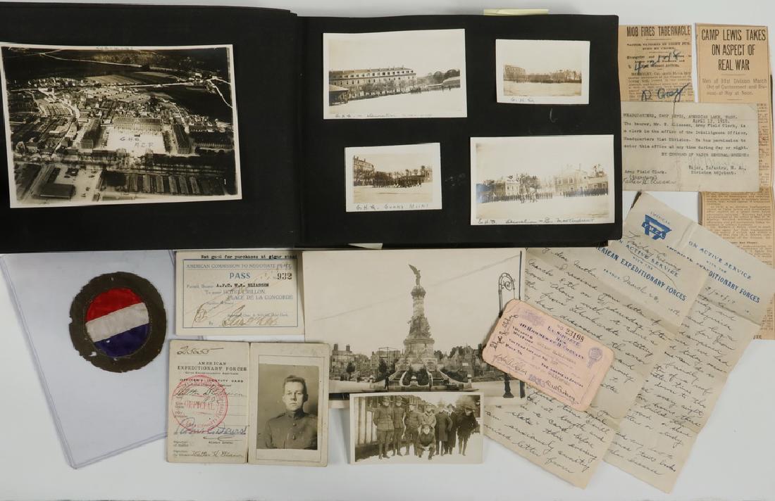 PHOTO ALBUM, LETTERS & MEMORABILIA OF WWI US SOLDIER AT (1 of 2)