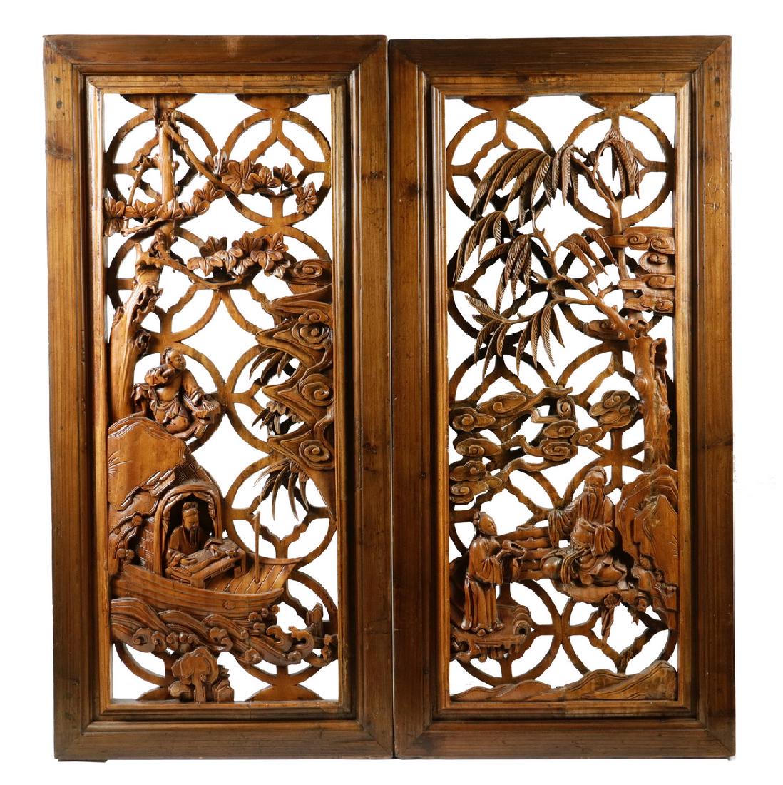 PAIR OF CHINESE CARVED PANEL SCREENS (1 of 3)
