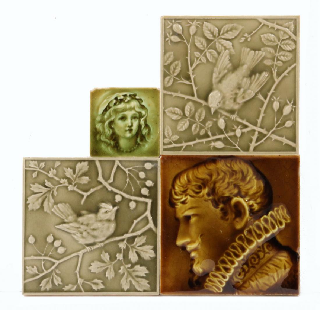(4) RELIEF MOLDED ART POTTERY TILES (1 of 2)