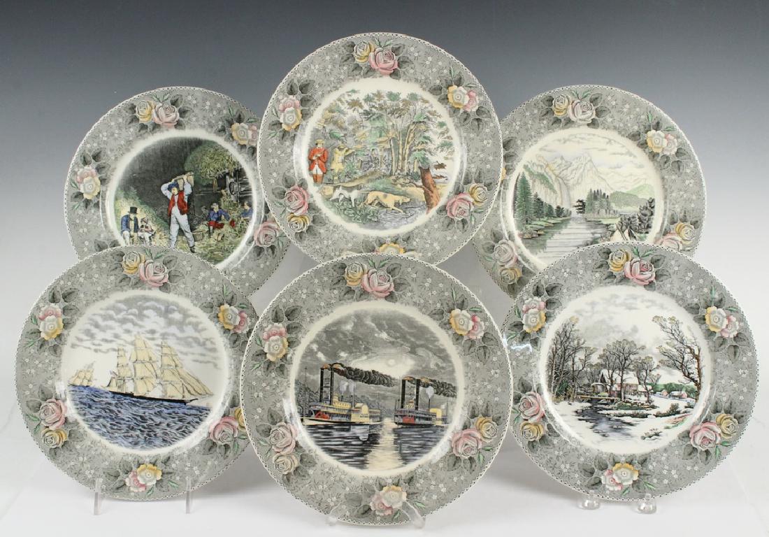 SET OF (10) ADAMS CURRIER & IVES DINNER PLATES (1 of 3)