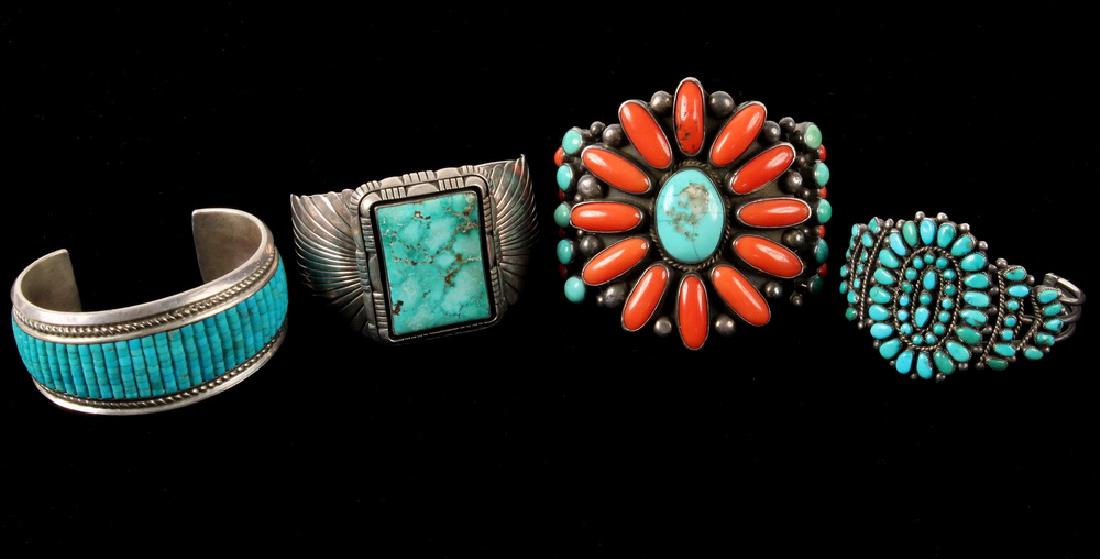 (4) NATIVE AMERICAN CUFF BRACELETS (1 of 9)