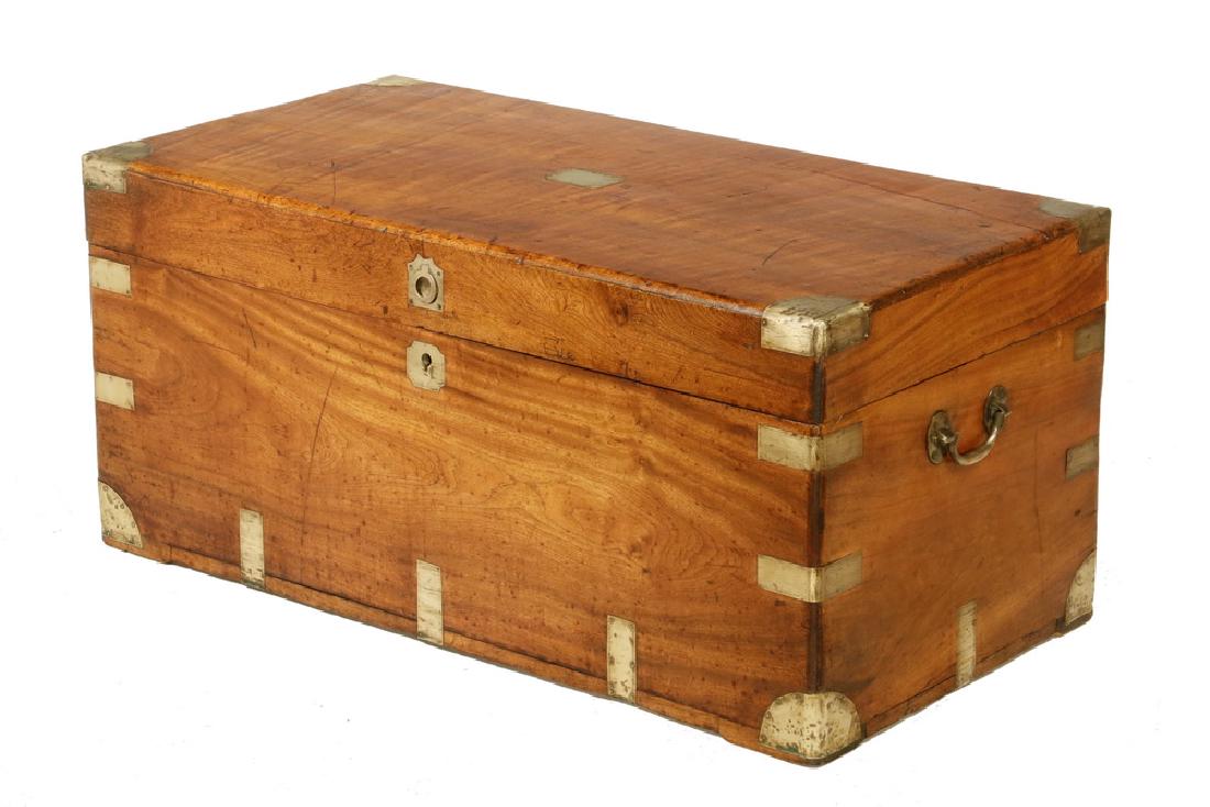 19TH C. BRASS-BOUND CAMPHORWOOD TRUNK (1 of 3)