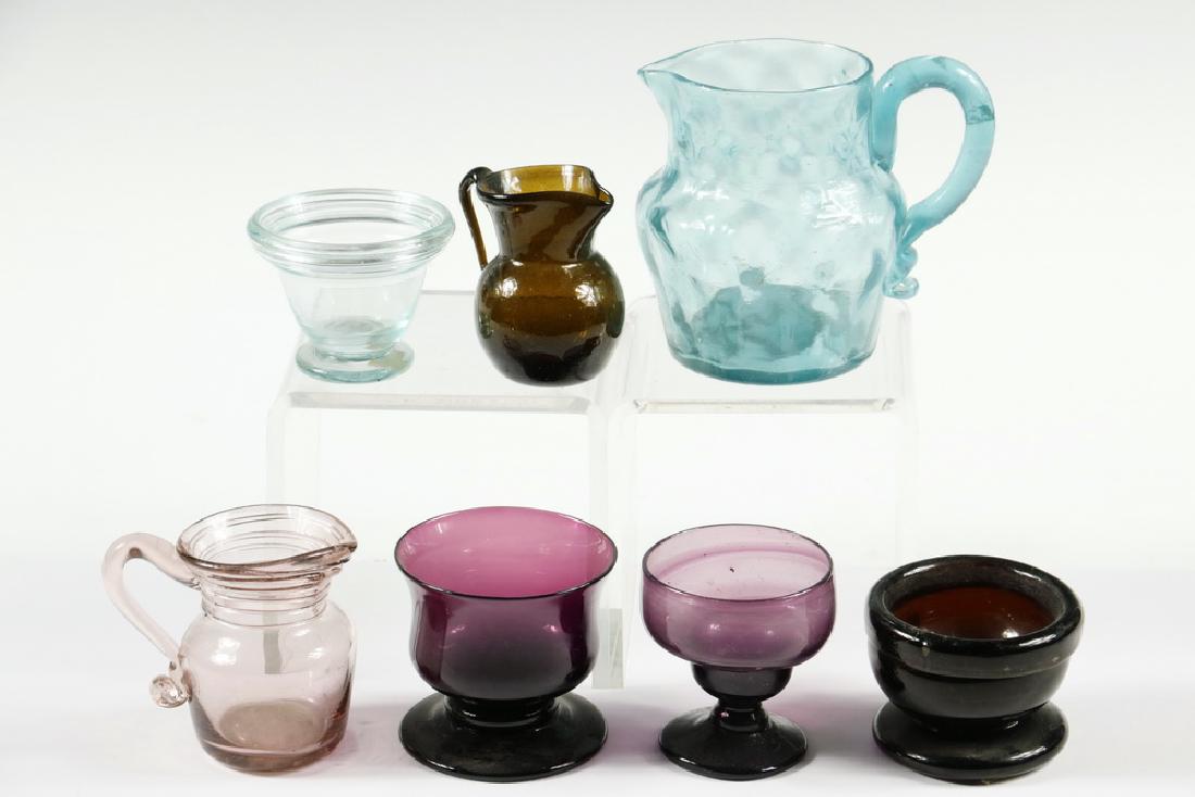 (7 PCS) EARLY BLOWN COLORED GLASS (1 of 3)
