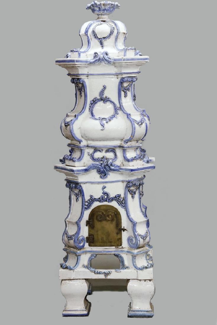 ITALIAN (8 PART) FAIENCE GLAZED CERAMIC STOVE (1 of 9)