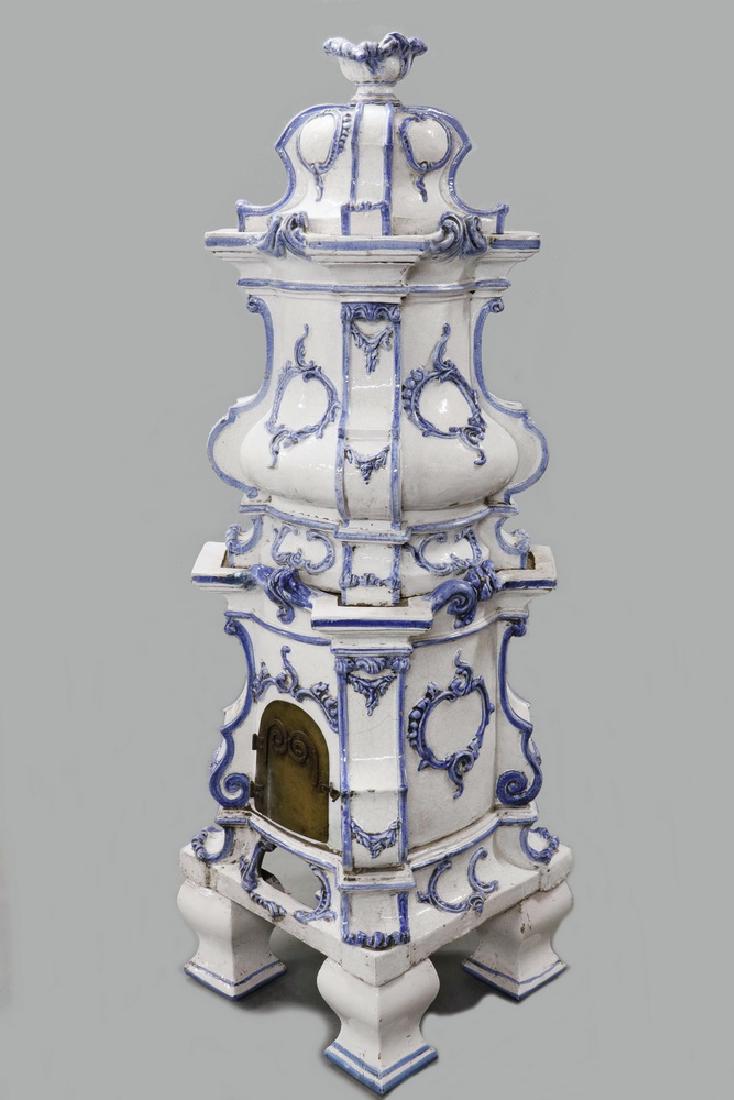 ITALIAN (8 PART) FAIENCE GLAZED CERAMIC STOVE (1 of 6)