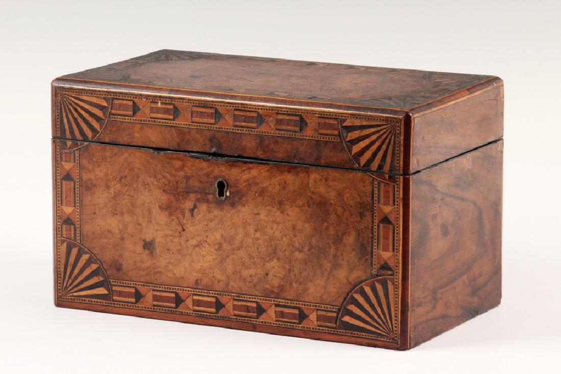 ROSEWOOD & BURL VENEER TEA CADDY (1 of 7)