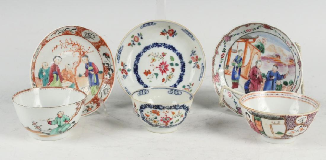 (3) CHINESE PORCELAIN CUPS & SAUCERS (1 of 3)
