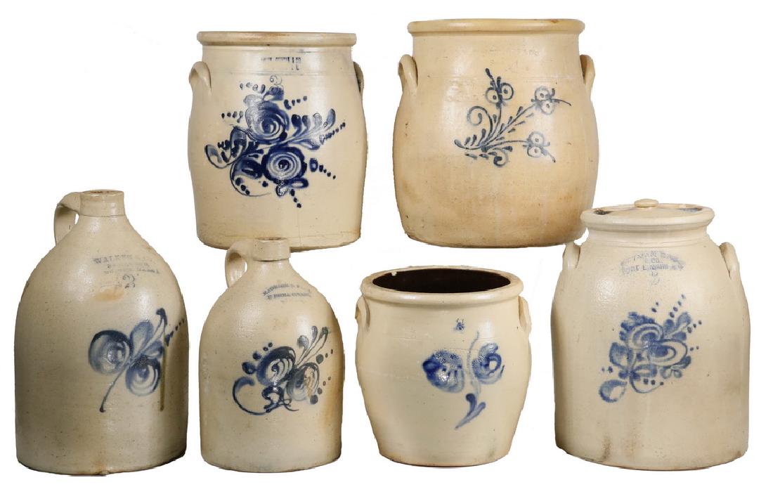 (6) AMERICAN STONEWARE CROCKS & JUGS (1 of 7)