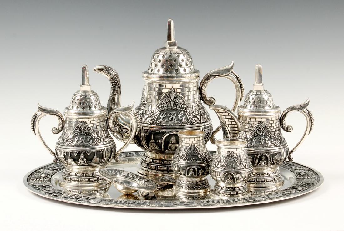 (7 PC) INDONESIAN SILVER TEA SERVICE (1 of 6)