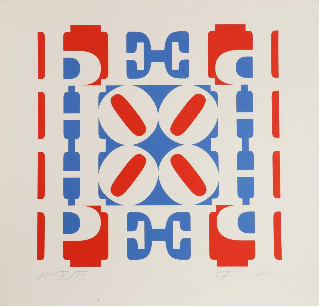 ROBERT INDIANA (NY/ME/IN, 1928-2018): "HOPE Wall, (Red, White and Blue), 2010", silkscreen on paper, pencil signed, dated and marked AP IV/IV. 24" x 25" sheet, 19" square image, unframed. A few small spots.