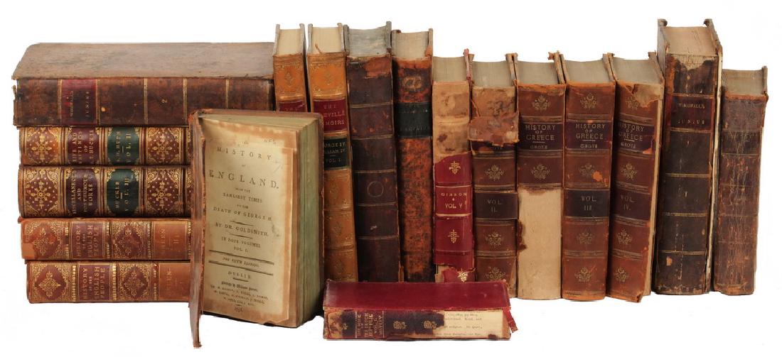 LEATHERBOUND BOOKS, INCOMPLETE SETS: Including: Vol I & II, "History of the English People" by John Richard Green, Harper and Brothers, 1885; Vol II & III, "The Life and Writings of Henry Thomas Buckle" by Alfred Henry Huth, London, Samp