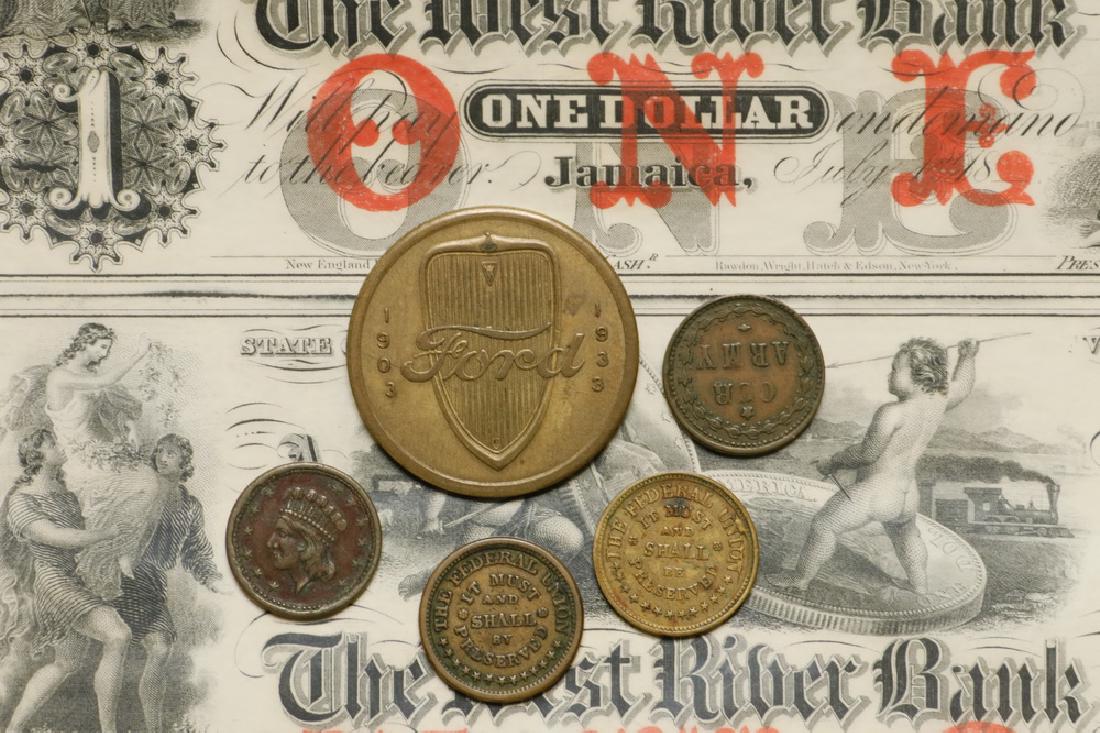 Mixed Lot of (4) Civil War Tokens Along with an Uncut (1 of 2)