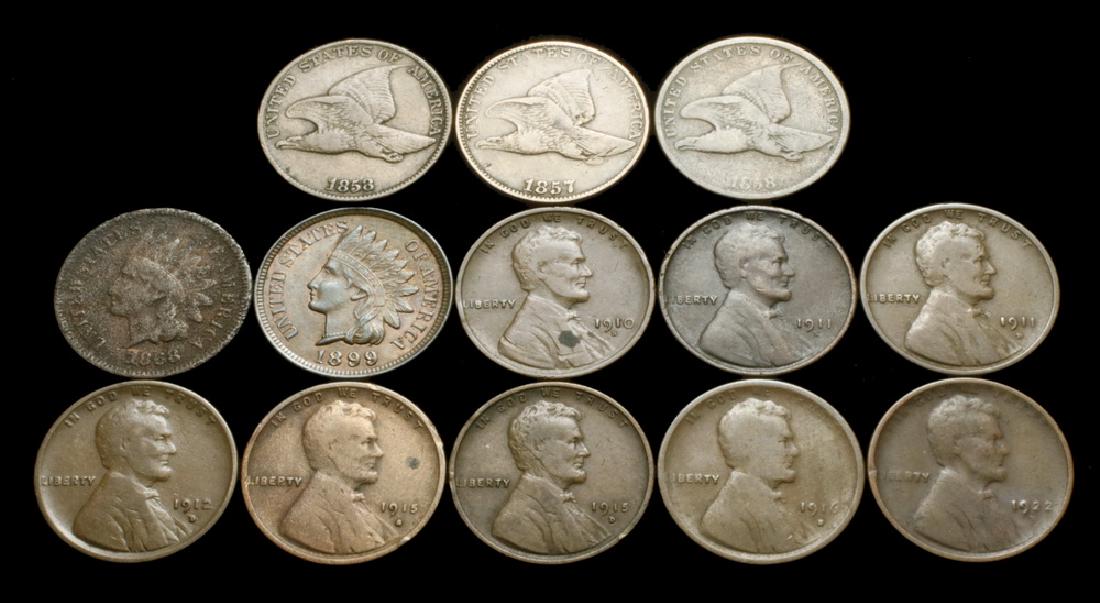 Group of (13) Flying Eagles-Indian Cents and Lincolns (1 of 2)
