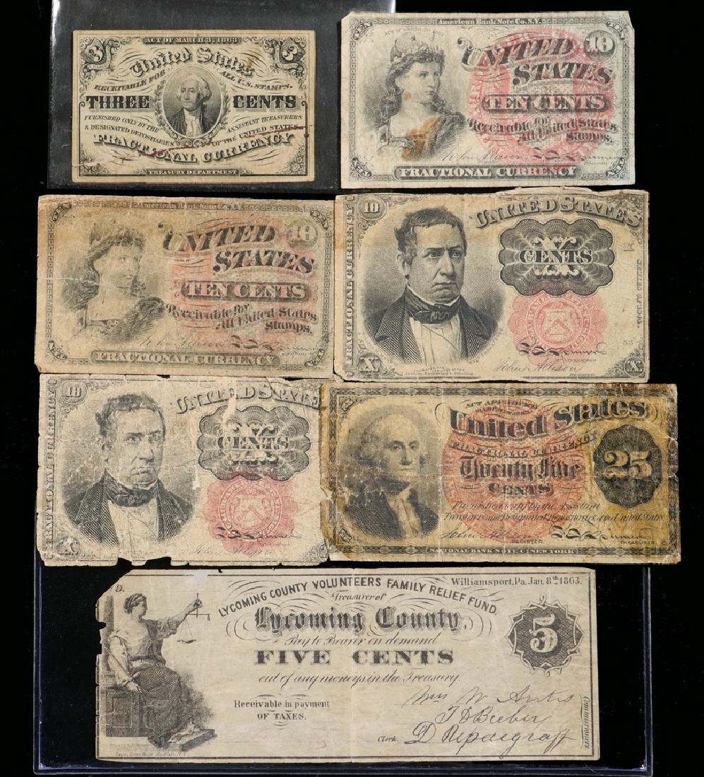 (7 Pc) Lot of Fractional Currency all Civil War Era (1 of 2)