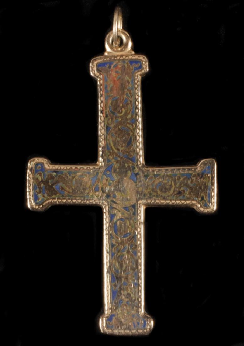 (5) PENDANT: Collection of (5) Vintage Cross Pendants in 14K yellow gold, (1) is carved carnelian, (2) enameled sizes ranging from 1 1/8" to 2 1/4" 11.3 dwt tw.