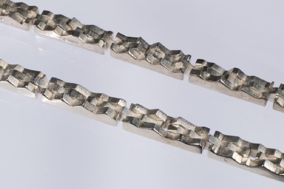 BRACELETS: Pair of Bicycle Design Chain Ray Urban Design Bracelets by Age Fausing Silver, Copenhagen, Denmark. 7 1/2" L X 1/4" W 3.27 ozt.